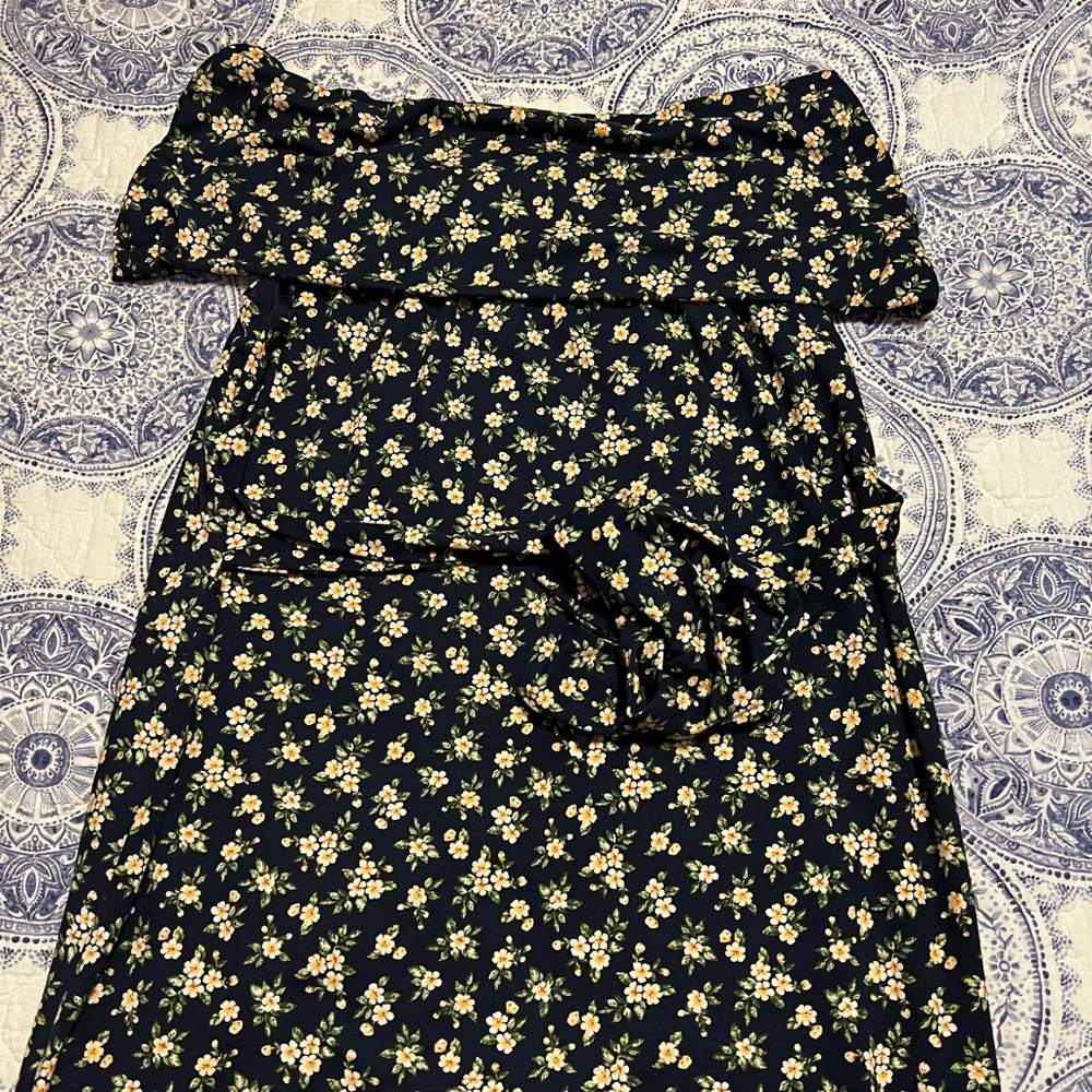 Navy floral off the shoulder body con maternity
